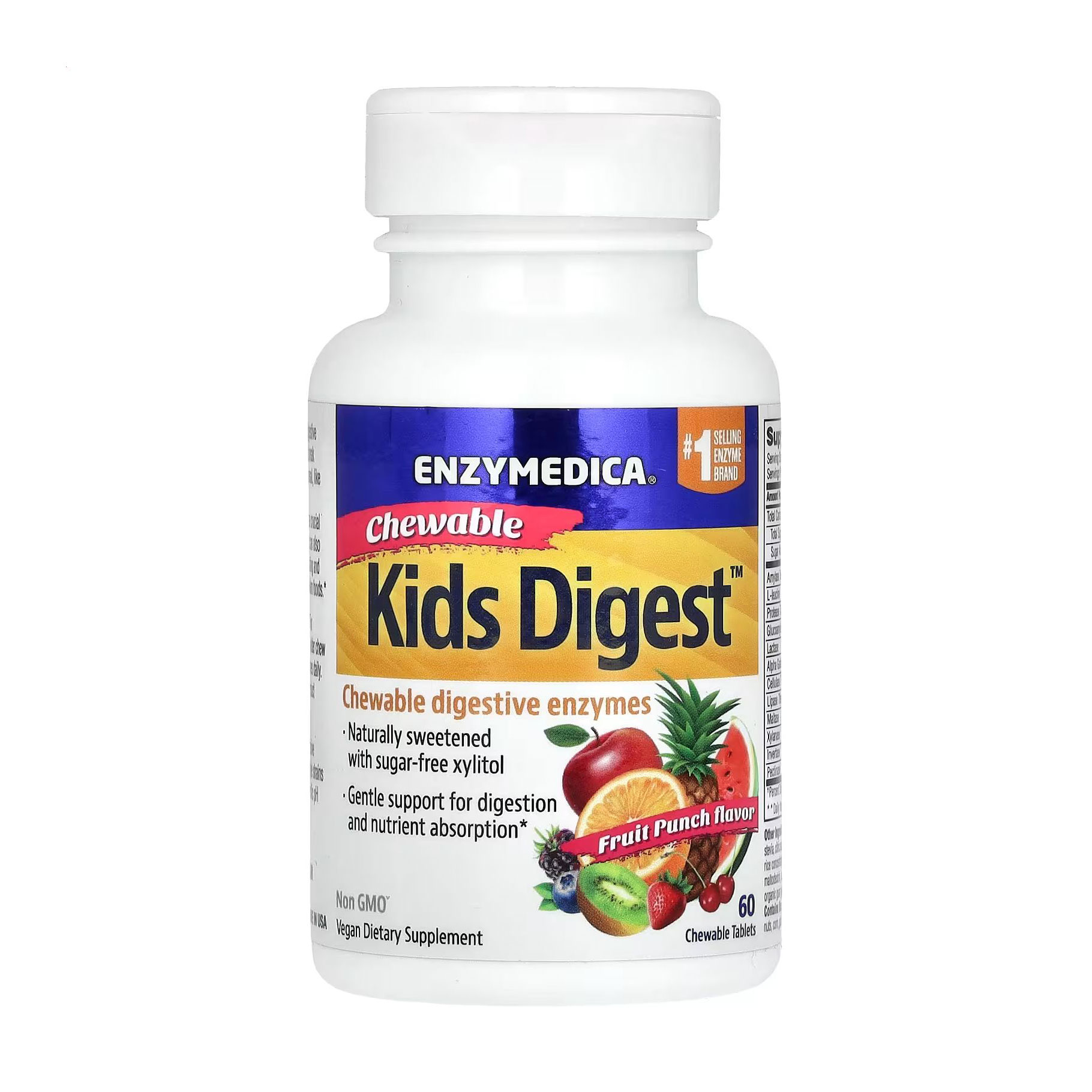 Травні ферменти для дітей Enzymedica Kids Digest з фруктовим смаком, 60 жувальних таблеток
