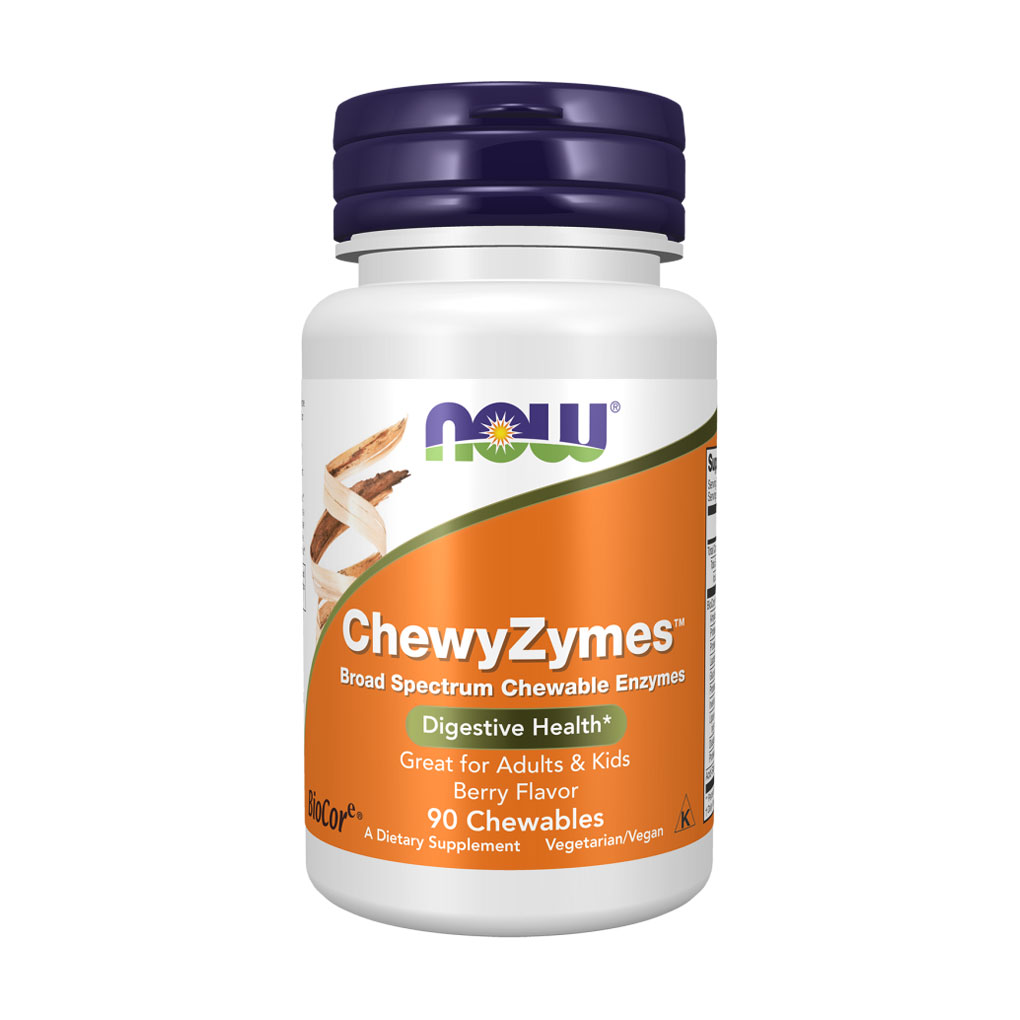 Травні ферменти NOW Foods ChewyZymes зі смаком ягід, 90 жувальних таблеток